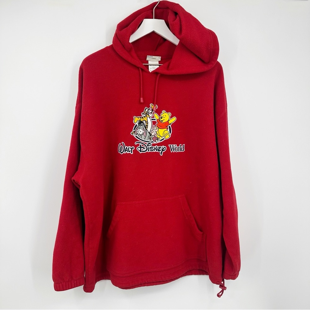 Walt Disney World Vintage Y2K Red Fleece Hoodie Size 2XL